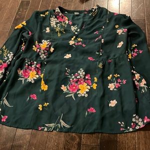 Old Navy Green Floral Tunic